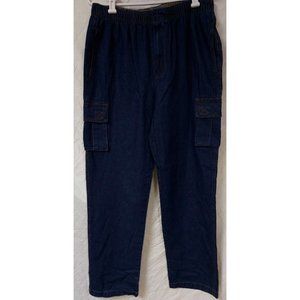 Haband Casual Joe Medium Elastic Waist Pullon Zipper Dark Wash Cargo Jeans 30x31